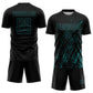 Custom Black Teal Splash Sublimation Soccer Uniform Jersey Limited