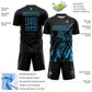 Custom Black Sky Blue Splash Sublimation Soccer Uniform Jersey Limited