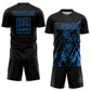 Custom Black Powder Blue Splash Sublimation Soccer Uniform Jersey Limited