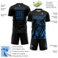 Custom Black Powder Blue Splash Sublimation Soccer Uniform Jersey Limited