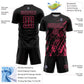 Custom Black Neon Pink Splash Sublimation Soccer Uniform Jersey Limited