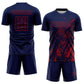 Custom Navy Red Splash Sublimation Soccer Uniform Jersey Limited