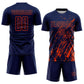 Custom Navy Orange Splash Sublimation Soccer Uniform Jersey Limited