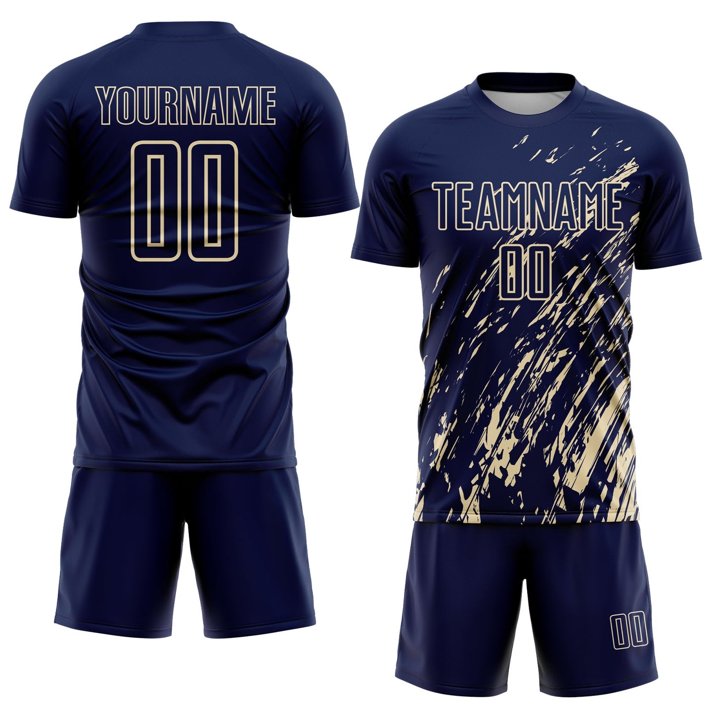Custom Navy Cream Splash Sublimation Soccer Uniform Jersey Limited