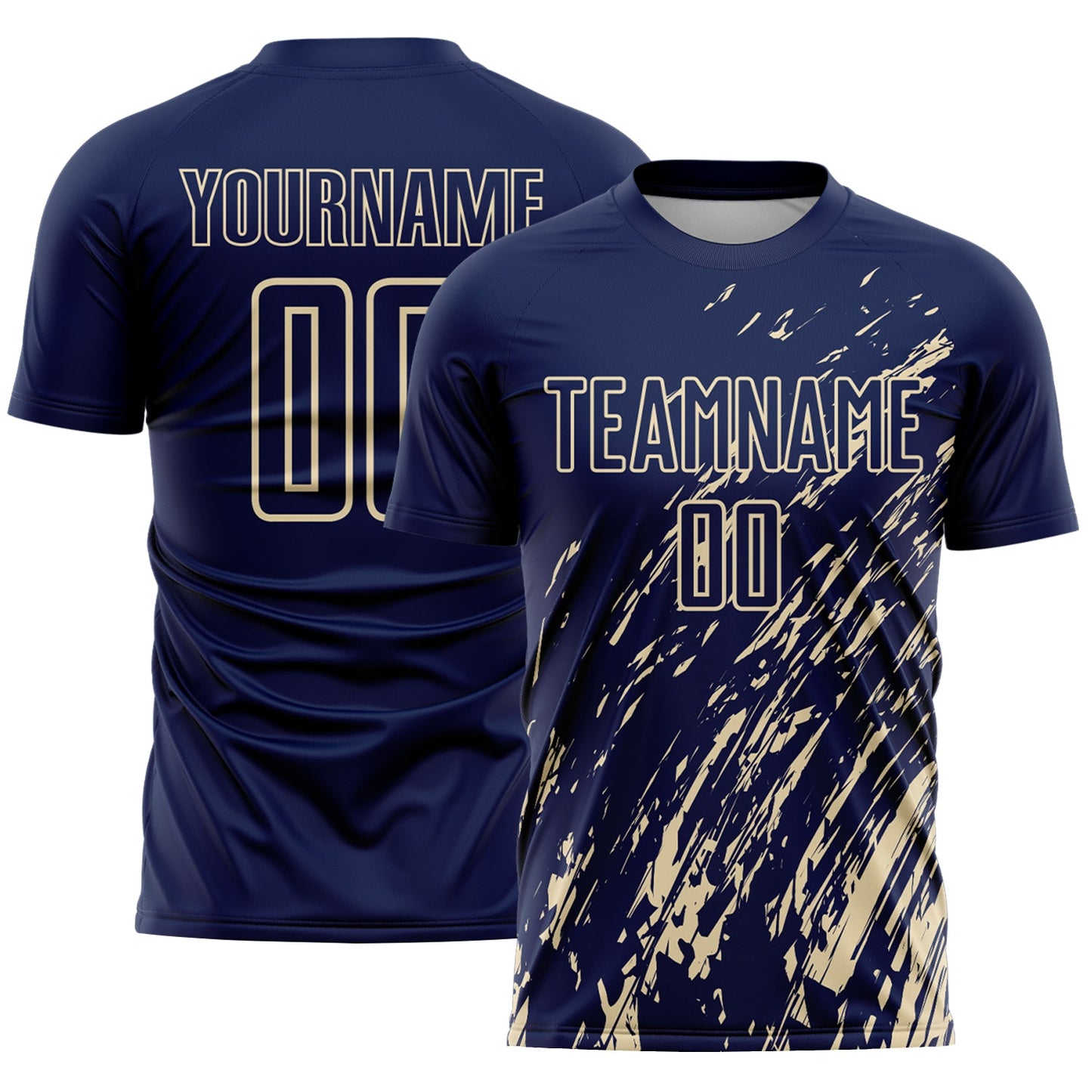 Custom Navy Cream Splash Sublimation Soccer Uniform Jersey