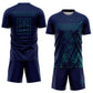 Custom Navy Teal Splash Sublimation Soccer Uniform Jersey Limited