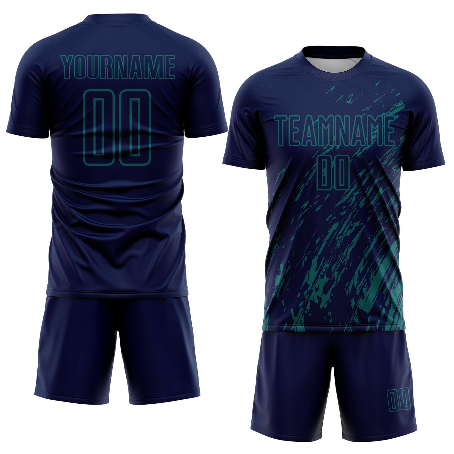 Custom Navy Teal Splash Sublimation Soccer Uniform Jersey Limited