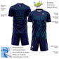 Custom Navy Teal Splash Sublimation Soccer Uniform Jersey Limited