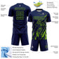Custom Navy Neon Green Splash Sublimation Soccer Uniform Jersey Limited