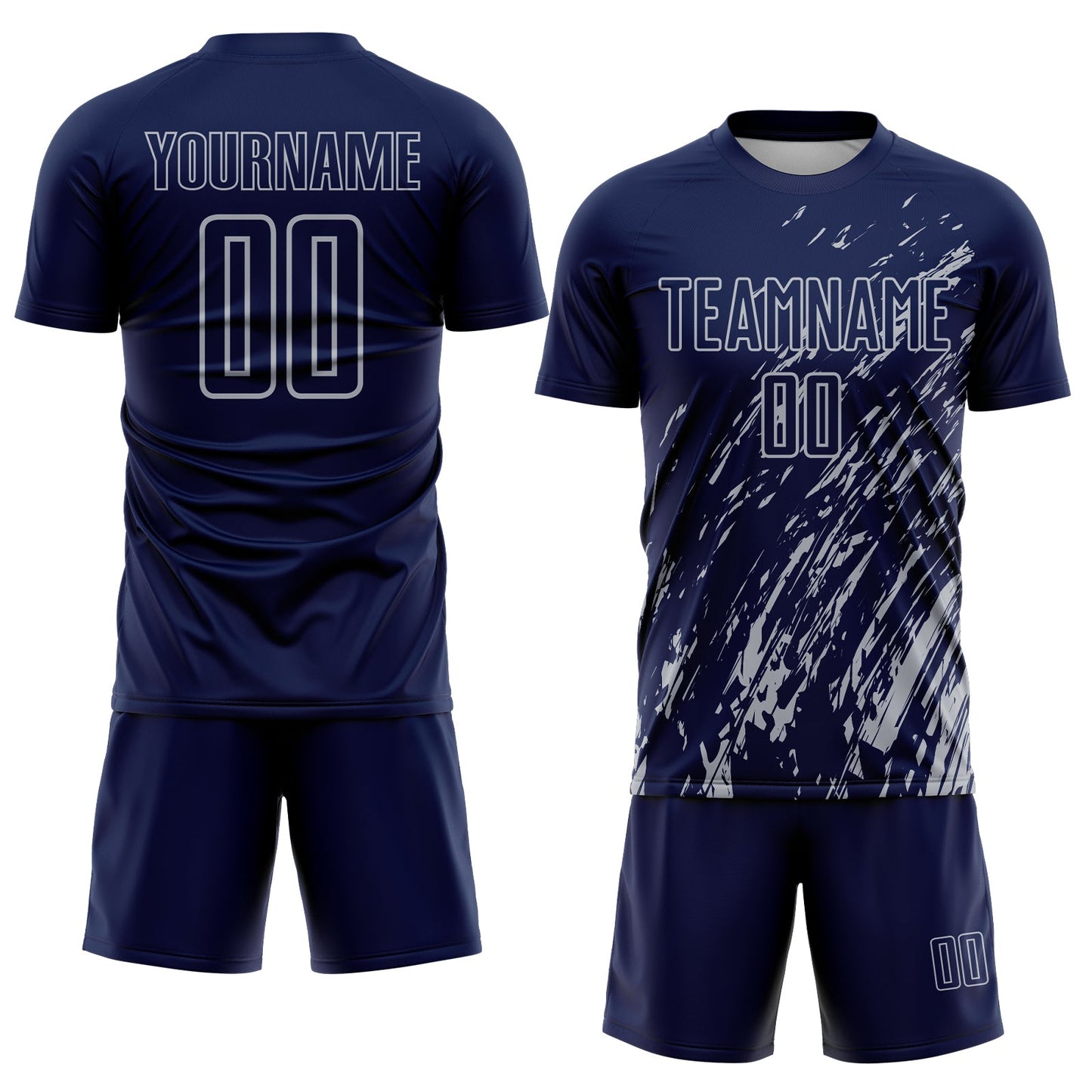 Custom Navy Gray Splash Sublimation Soccer Uniform Jersey Limited