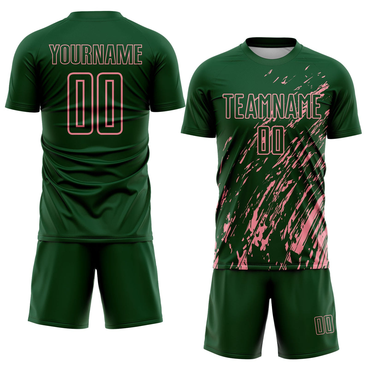 Custom Green Medium Pink Splash Sublimation Soccer Uniform Jersey Limited