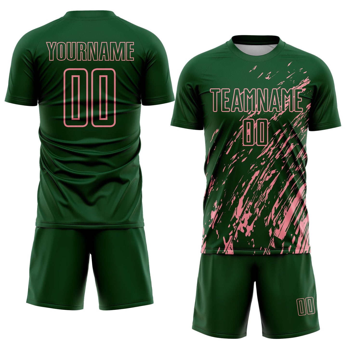 Custom Green Medium Pink Splash Sublimation Soccer Uniform Jersey Limited