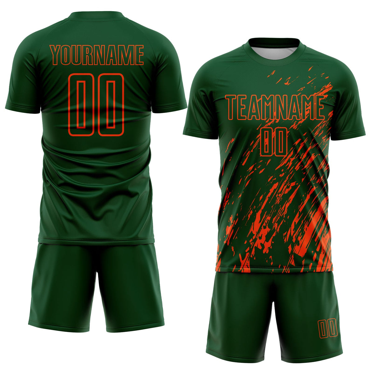 Custom Green Orange Splash Sublimation Soccer Uniform Jersey Limited