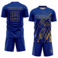Custom Royal Old Gold Splash Sublimation Soccer Uniform Jersey Limited