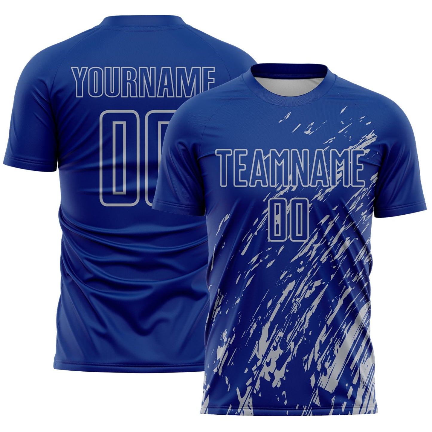 Custom Royal Gray Splash Sublimation Soccer Uniform Jersey