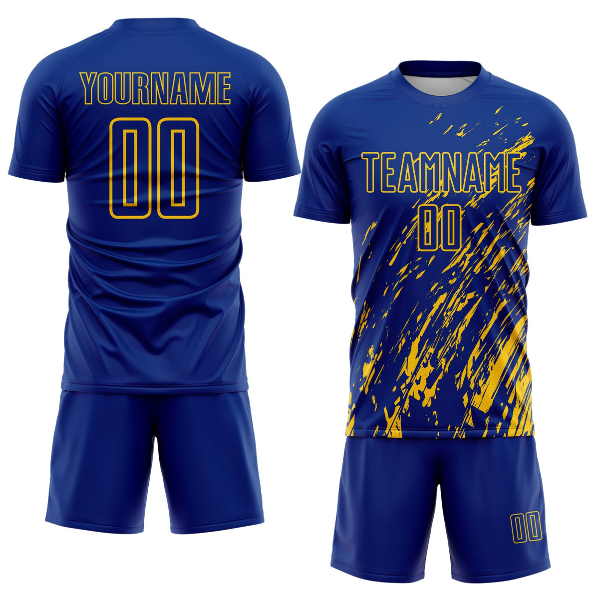 Custom Royal Yellow Splash Sublimation Soccer Uniform Jersey Limited