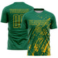 Custom Kelly Green Gold Splash Sublimation Soccer Uniform Jersey