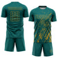 Custom Teal Old Gold Splash Sublimation Soccer Uniform Jersey Limited