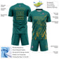 Custom Teal Old Gold Splash Sublimation Soccer Uniform Jersey Limited