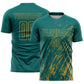 Custom Teal Old Gold Splash Sublimation Soccer Uniform Jersey