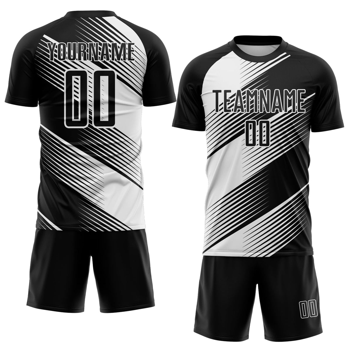 Custom Black White Line Sublimation Soccer Uniform Jersey Limited