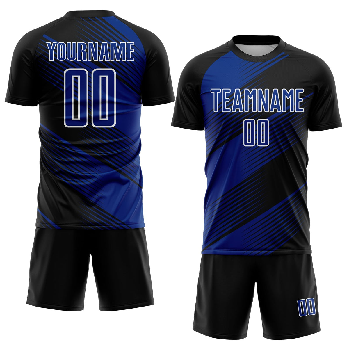 Custom Black Royal-White Line Sublimation Soccer Uniform Jersey Limited