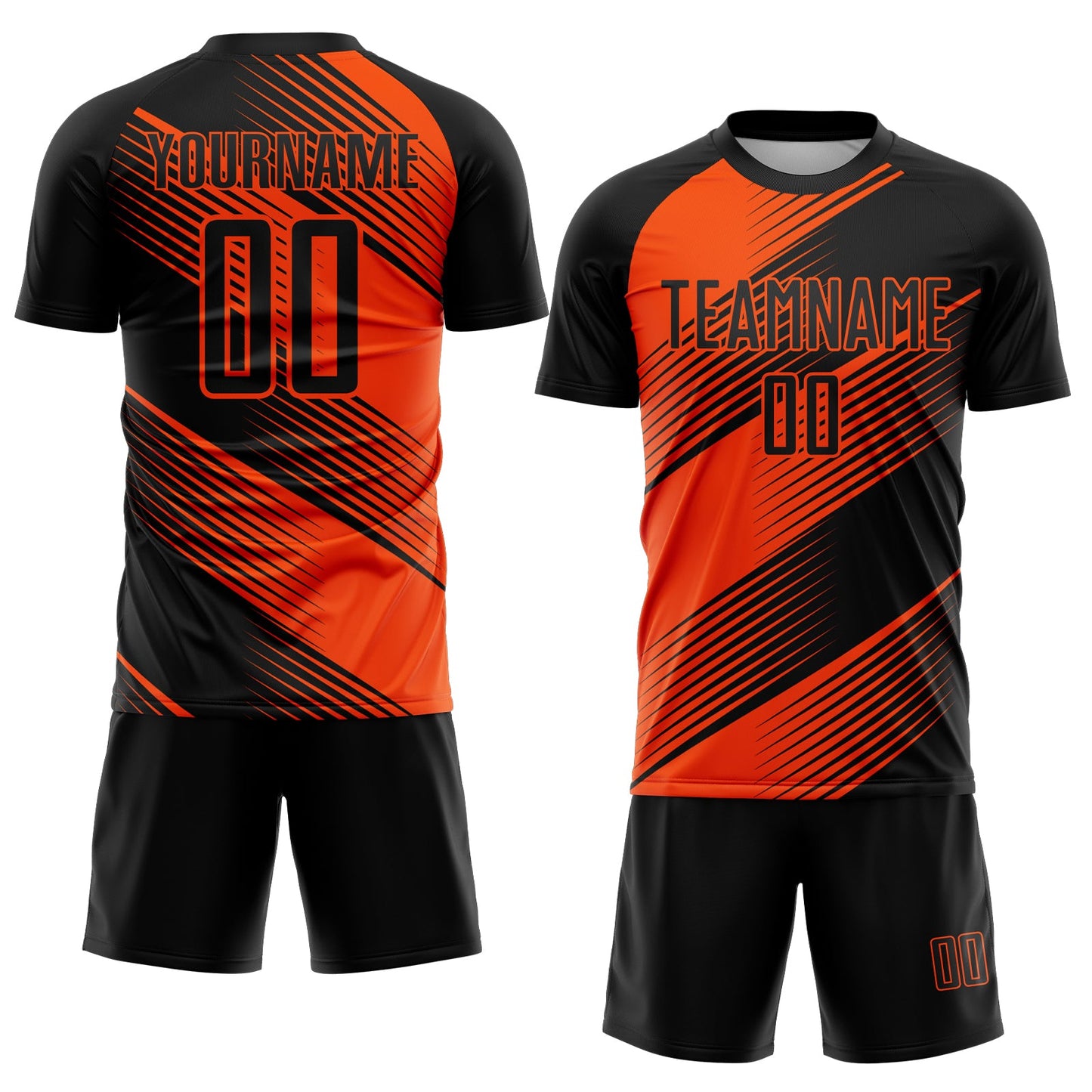 Custom Black Orange Line Sublimation Soccer Uniform Jersey Limited