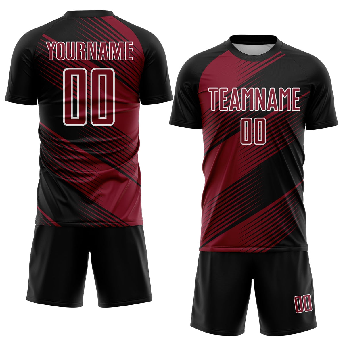 Custom Black Crimson-White Line Sublimation Soccer Uniform Jersey Limited