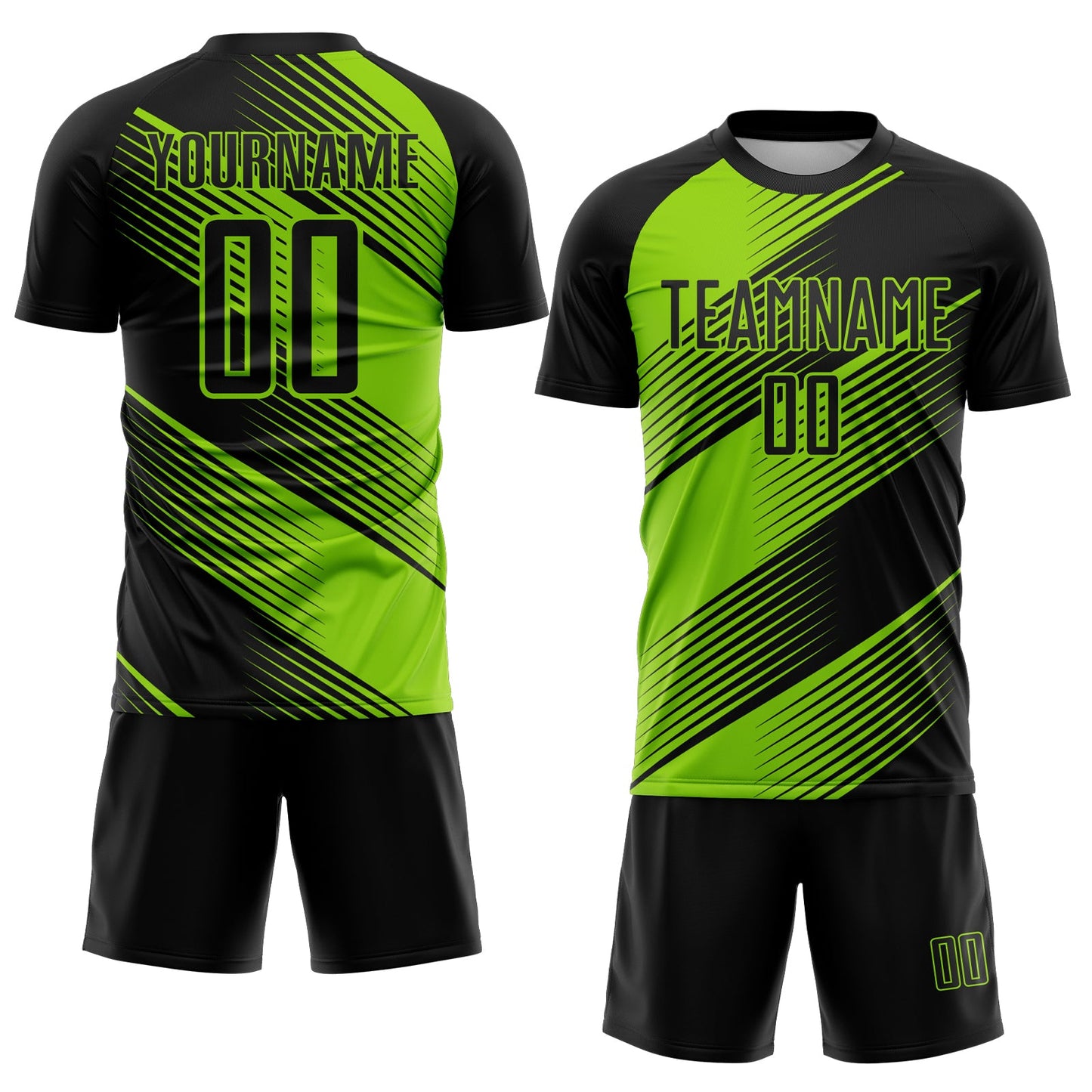 Custom Black Neon Green Line Sublimation Soccer Uniform Jersey Limited
