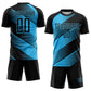 Custom Black Sky Blue Line Sublimation Soccer Uniform Jersey Limited