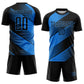 Custom Black Powder Blue Line Sublimation Soccer Uniform Jersey Limited