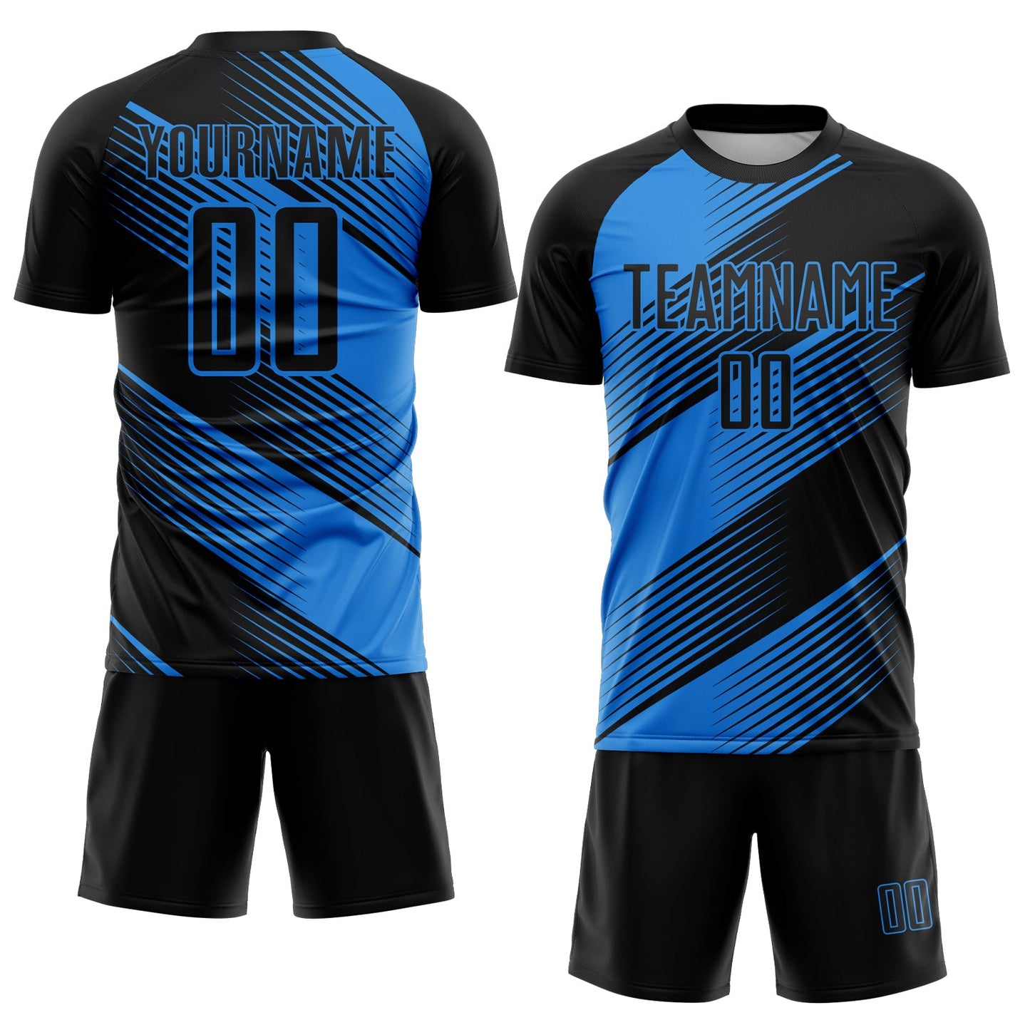 Custom Black Powder Blue Line Sublimation Soccer Uniform Jersey Limited