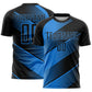 Custom Black Powder Blue Line Sublimation Soccer Uniform Jersey