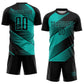 Custom Black Aqua Line Sublimation Soccer Uniform Jersey Limited