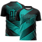 Custom Black Aqua Line Sublimation Soccer Uniform Jersey