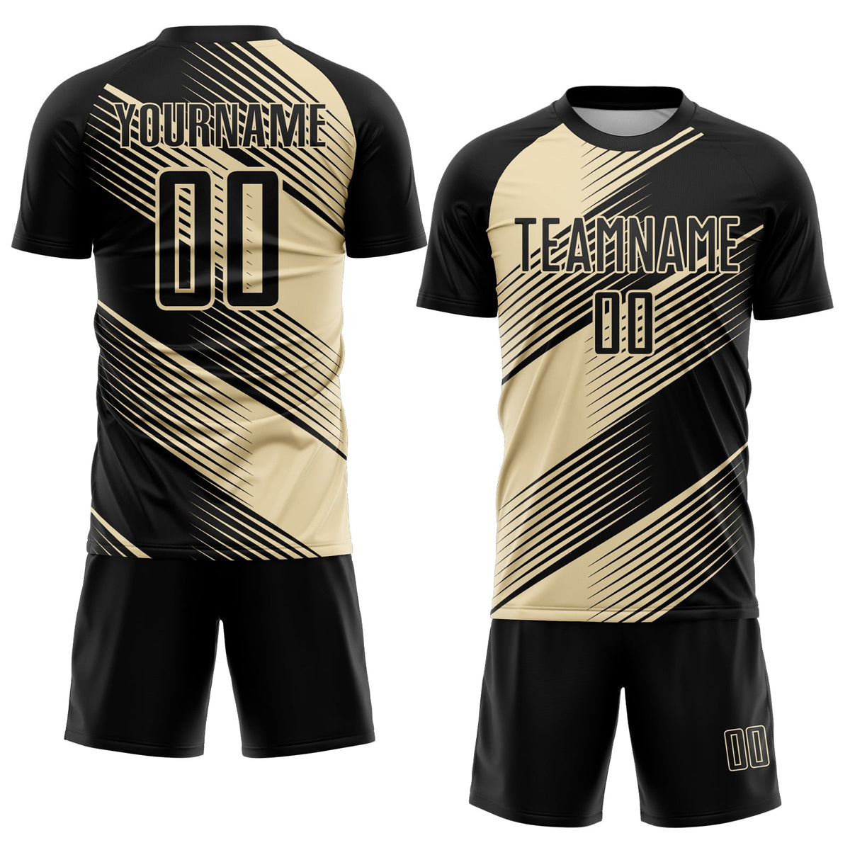 Custom Black Cream Line Sublimation Soccer Uniform Jersey Limited