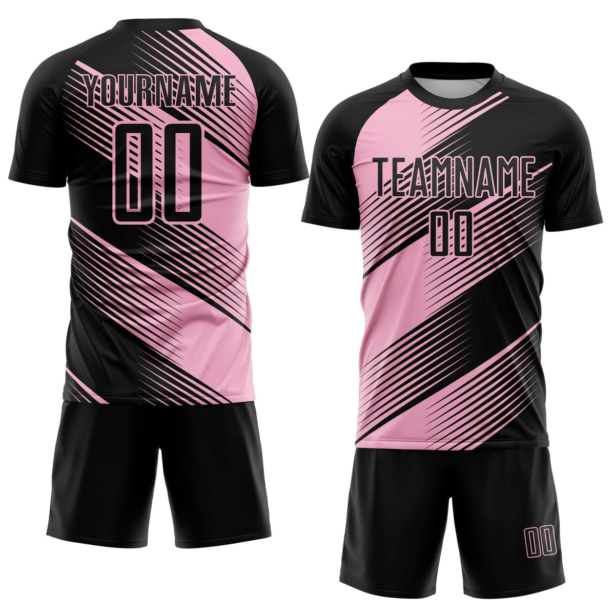 Custom Black Light Pink Line Sublimation Soccer Uniform Jersey Limited