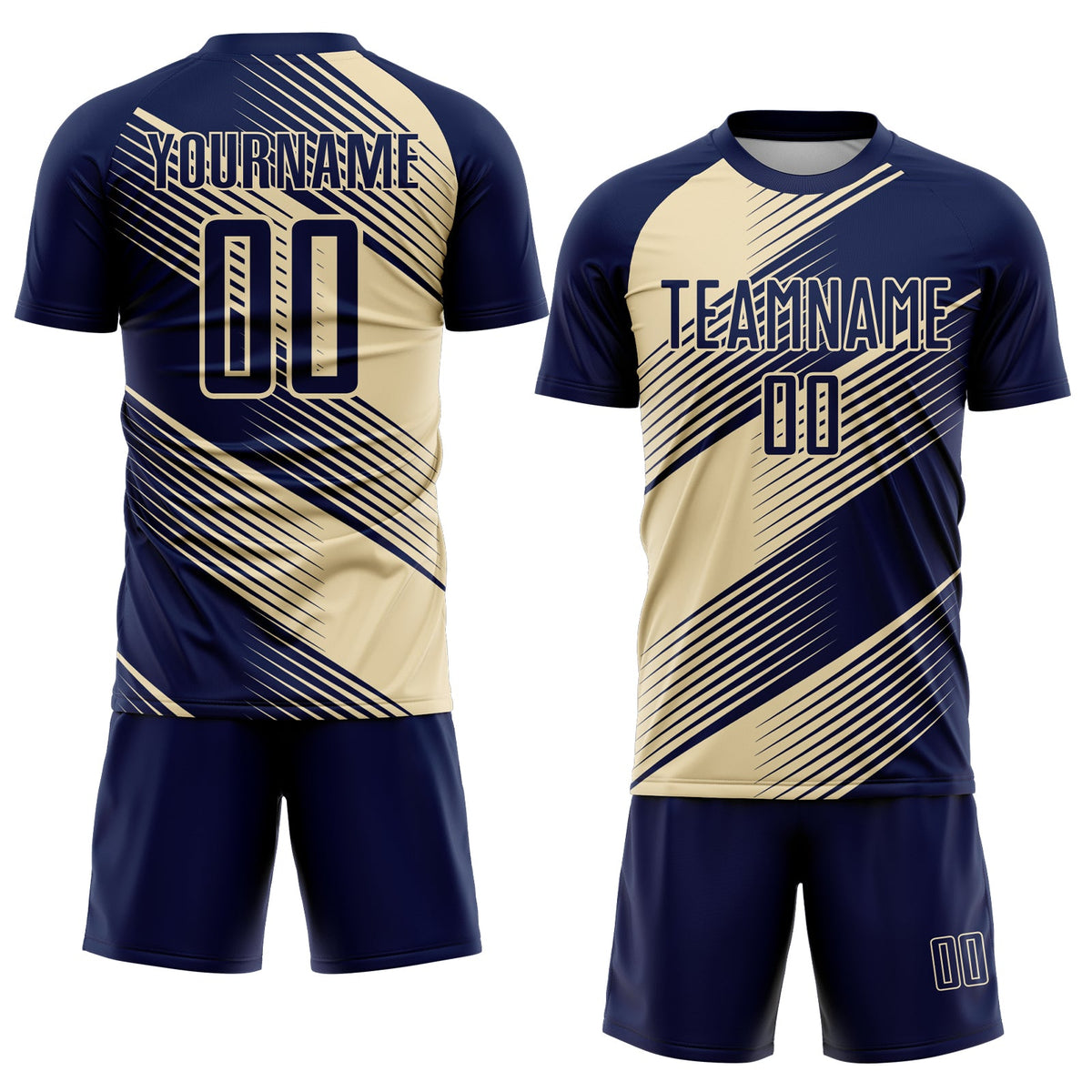 Custom Navy Cream Line Sublimation Soccer Uniform Jersey Limited