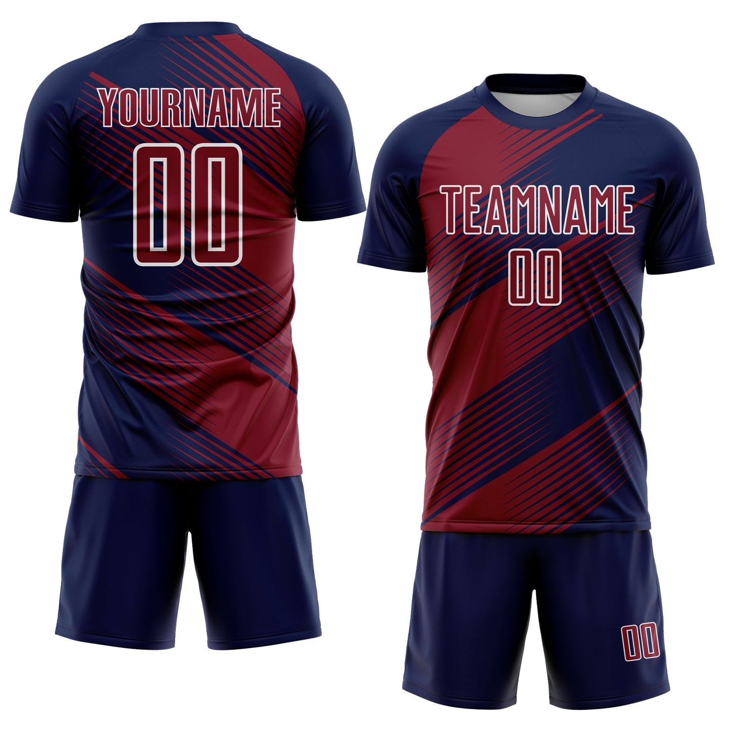 Custom Navy Crimson-White Line Sublimation Soccer Uniform Jersey Limited