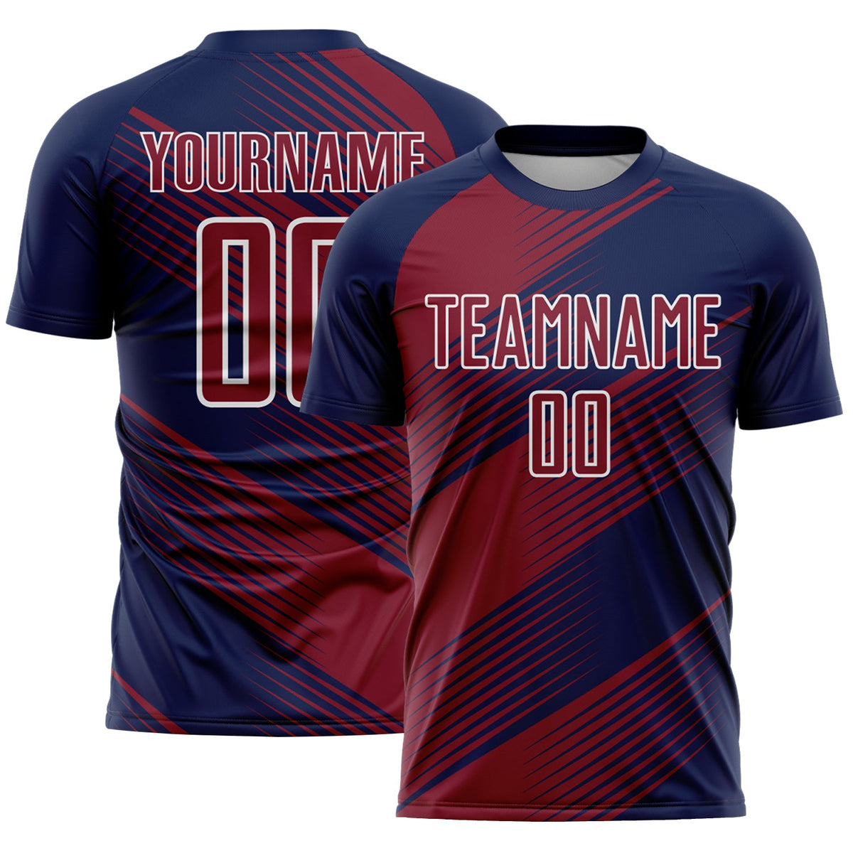 Custom Navy Crimson-White Line Sublimation Soccer Uniform Jersey