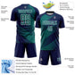 Custom Navy Teal-White Line Sublimation Soccer Uniform Jersey Limited