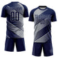 Custom Navy Gray Line Sublimation Soccer Uniform Jersey Limited
