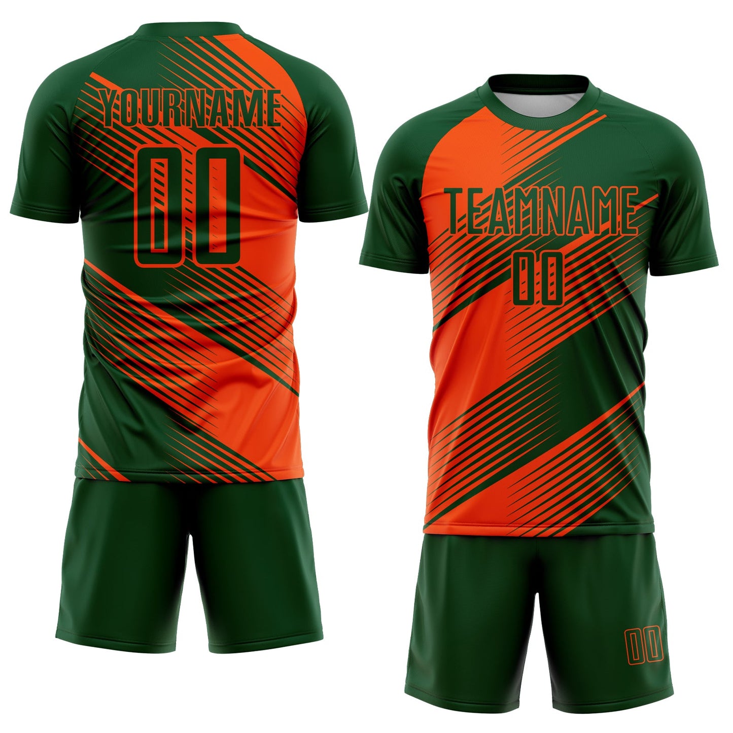 Custom Green Orange Line Sublimation Soccer Uniform Jersey Limited