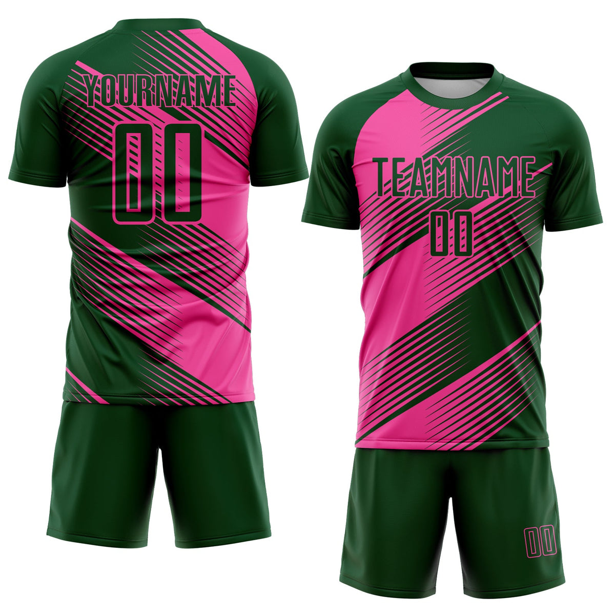Custom Green Pink Line Sublimation Soccer Uniform Jersey Limited