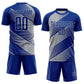 Custom Royal Gray Line Sublimation Soccer Uniform Jersey Limited