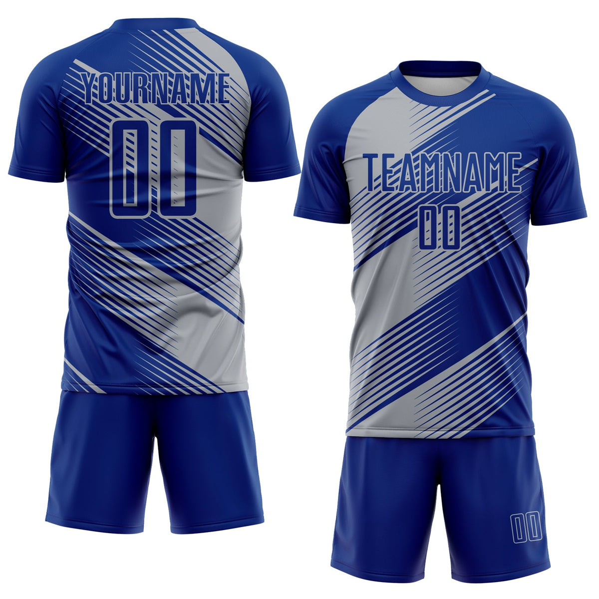 Custom Royal Gray Line Sublimation Soccer Uniform Jersey Limited