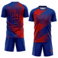 Custom Royal Red Line Sublimation Soccer Uniform Jersey Limited