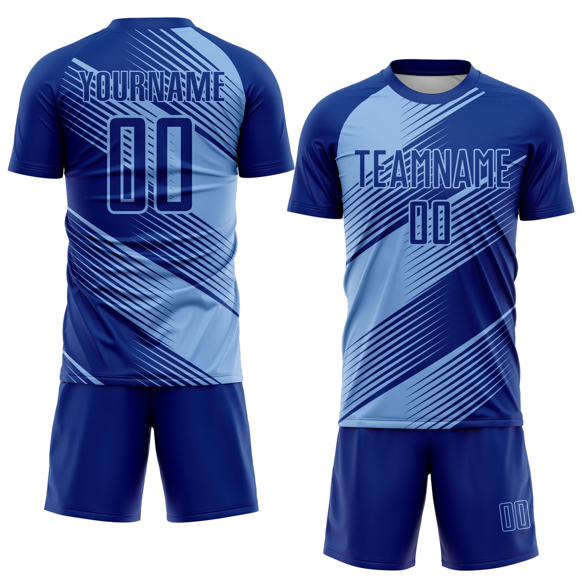 Custom Royal Light Blue Line Sublimation Soccer Uniform Jersey Limited