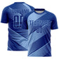 Custom Royal Light Blue Line Sublimation Soccer Uniform Jersey