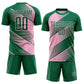 Custom Kelly Green Light Pink Line Sublimation Soccer Uniform Jersey Limited